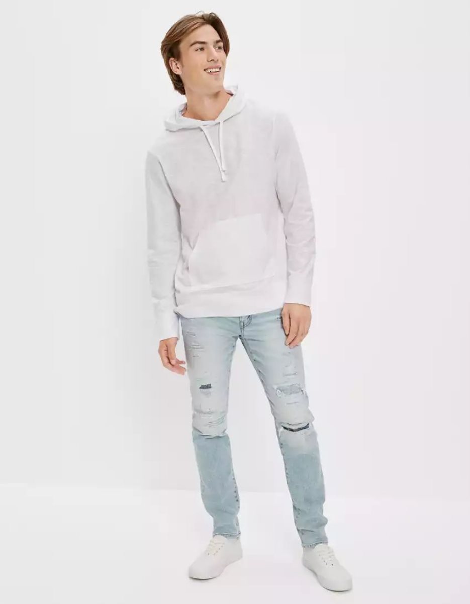 Sweat à Capuche American Eagle AE Super Soft Blanche Homme | ZNV-45655311